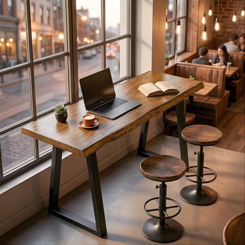 Solid Wood Bar Table Set of 2, 63” Commercial Grade Counter Height Table - Image 6