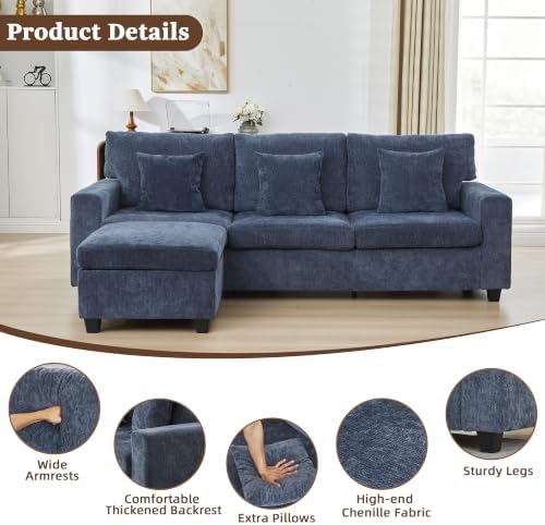 94.5'' 3-Seater Couch with 2 Ottoman Sectional Sofa withType-C&USB Charging - Image 6