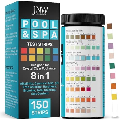JNW Direct Pool Test Strips for Pools and Spas - 8 in 1 Water Test 150 Pack by JNWDirect