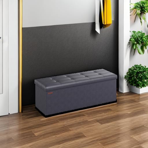 SONGMICS Storage Ottoman Bench, 43.3 Inches Folding Foot Rest Stool - Image 2
