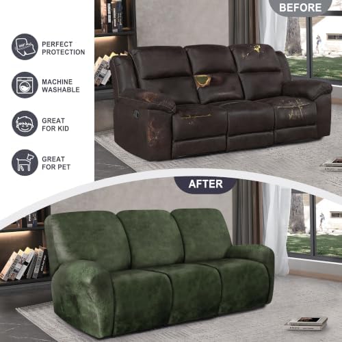 ANARACHON Leather Look Recliner Couch Cover, 8-Pieces Stretch Recliner Sofa - Image 6