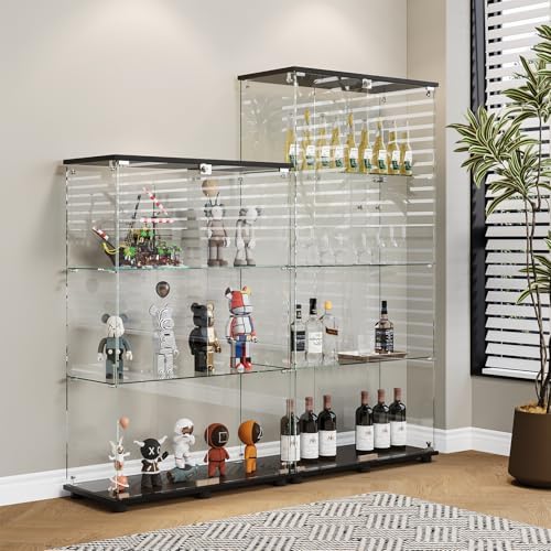 Glass Display Cabinet with 4-Shelf Double Doors and Lock, Curio Cabinet 5mm - Image 3