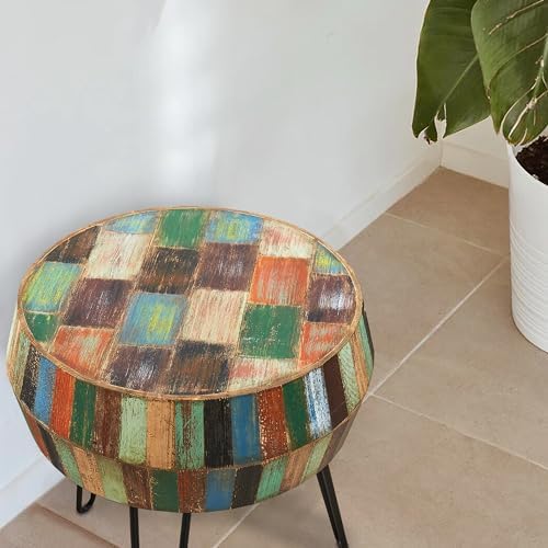 Round Drum Shaped Wood Side Table 18.2"x18.2"x23.6" H Multicolor - Image 6