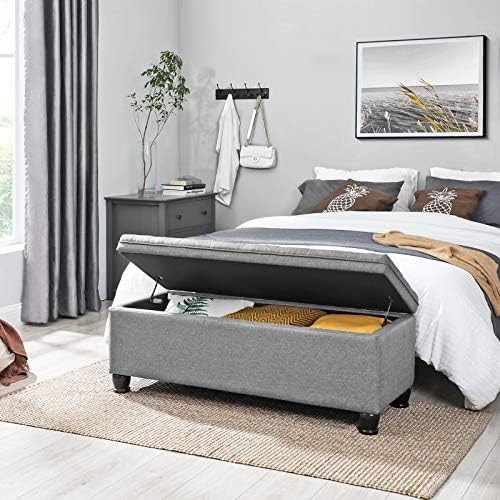 SONGMICS Storage Ottoman, 46.5 Inches Bedroom Bench, Solid Wood Legs - Image 3