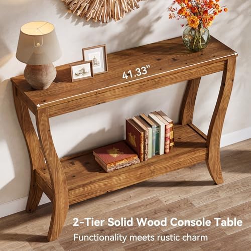 Solid Wood Console Table for Entryway, 41.3-Inch Farmhouse Sofa Table - Image 6