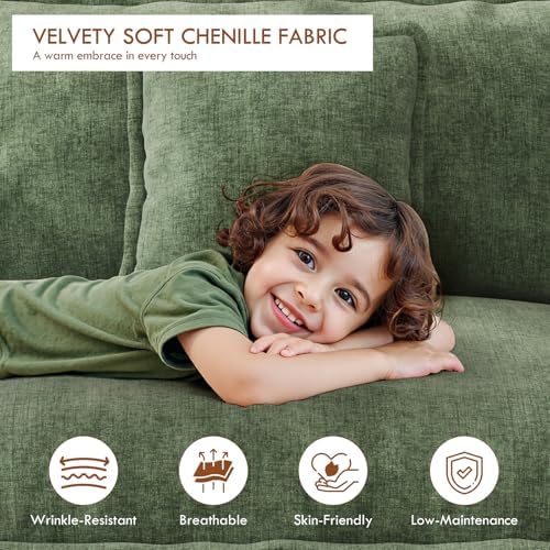 WorthFurni 77" Cloud Sofa Loveseat, Comfy Sectional Couch, 2-Seater Chenille - Image 6