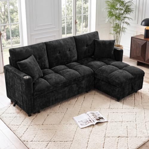 81”Pull Out Sofa Bed, L Shaped Sleeper Sofa - Image 2