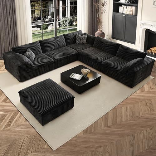 118" Cloud Couch Oversized Modular Sectional Sofa, Boneless L-Shaped 6 Seater by MAKIAAP