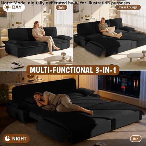 94.5" Sleeper Sofa Bed King Size, 3-in-1 Convertible Corduroy Couch - Image 4
