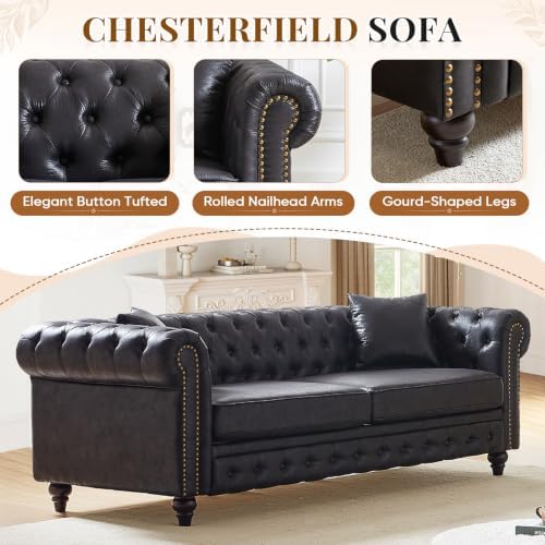 2 Piece Mid Century Modern Chesterfield Sofa Set - Image 4