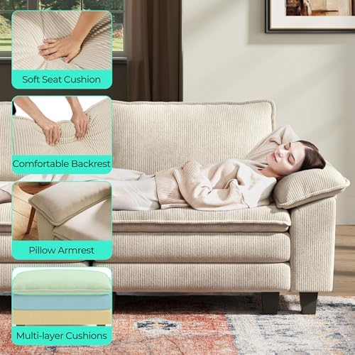 LINSY HOME 157'' Modular Sectional Sofa 4 Seat Couch Corduroy Cloud Couch - Image 4