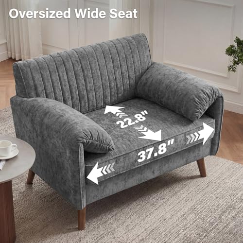 Modern Elegant Oversized Accent Armchair Set of 2, 43.3" Chenille - Image 5