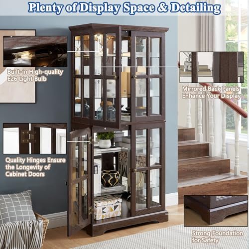 68" H Glass Curio Display Cabinet - Image 4