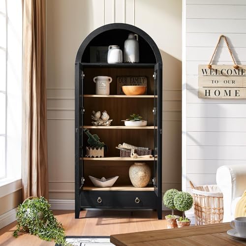 RowyPoey 71" Tall Arched Cabinet Bookshelf - Image 3