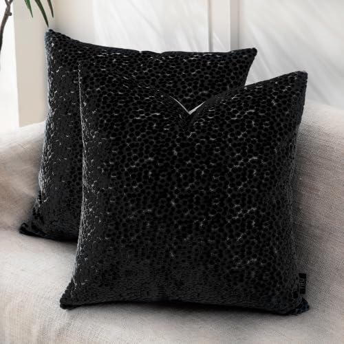 FIFU 18x18 Inch Throw Pillow Covers Set of 2, Jacquard Velvet by FIFU