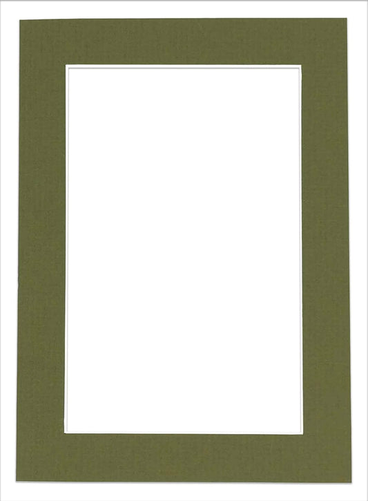 8.5x11 Mat Bevel Cut for 7x9 Photos - Acid Free Dill Green Precut Matboard With Backing Board and Crystal Clear, Self Seal Photo Mat Bag - For Pictures, Photos, Framing - 4-ply Thickness