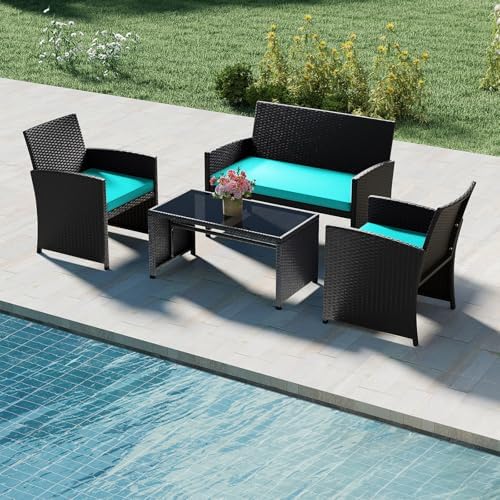 Tangkula 8 Pieces Patio Wicker Furniture Set, Outdoor Heavy Duty Rattan - Image 4