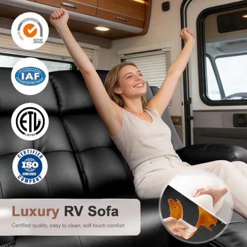 Reclining Loveseat Sofa, RV Loveseats Recliner Sofas Wall Hugger, Double - Image 3