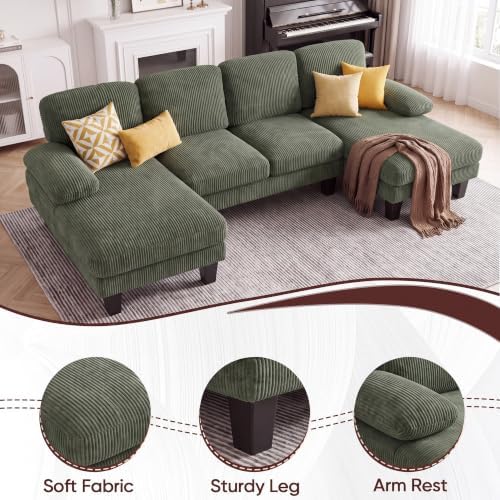Furmax Sectional Couches for Living Room, Dark Green - Image 5