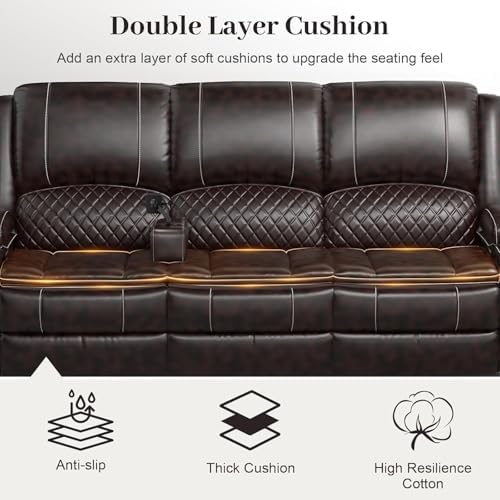 Yolsali 3 Seater Reclining Sofa, Reclining Couch Wall Hugger - Image 4
