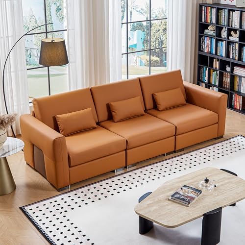 108.7'' Leather Couch, 4-Seater Oversized Upholstered Sofa - Image 4