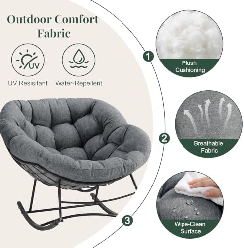OLIXIS Oversized Rocking Chair, Papasan Chair - Image 5