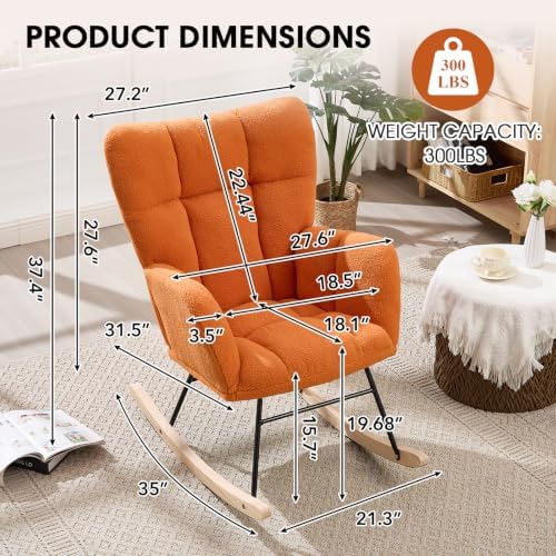 Nursery Rocking Chair, Teddy Upholstered Glider Chair - Image 2