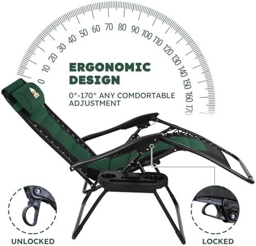 Colegence Oversized Zero Gravity Chairs Set of 2, 400-lb Capacity Recliner - Image 4