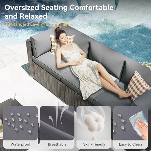 Aoxun Patio Furniture Set with Swivel Rocker Chairs, 10 Piece Outdoor Sectional - Image 5