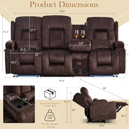 TUNYI Power Loveseat Recliner Sofa - Image 2