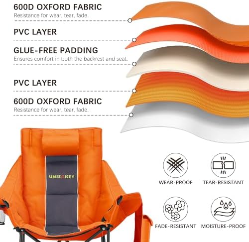 Unisakey Oversize Foldable Rocking Camping Chair300lbs Capacity - Image 4