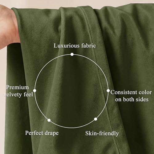 StangH Moss Green Velvet Curtains Back Tab - Image 4