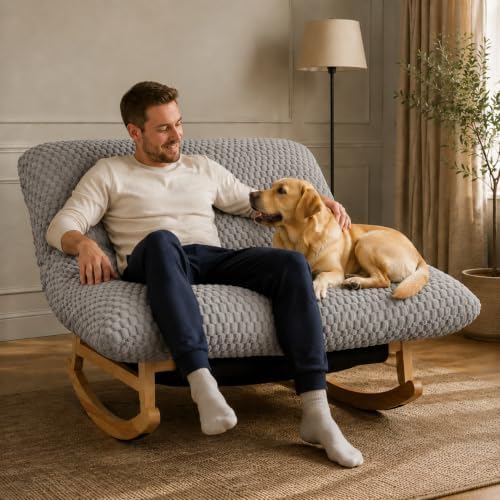 Oversized Rocking Chair, Extra Wide Plush Lounge Chair - Image 6