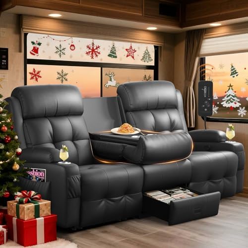 RV Loveseat Recliner Sofa, Wall Hugger Reclining RV Couch by TiooiiReclinerSofa