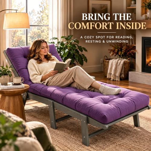 Chaise Lounge Cushion Outdoor, 74.4" x 22" Waterproof Patio Lounge Chair - Image 6