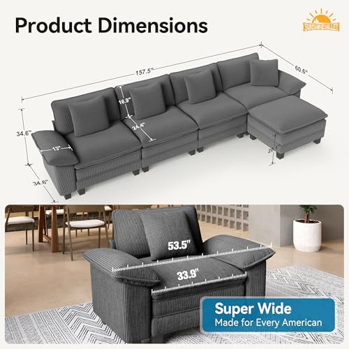 SUNSHINE VALLEY Oversized 157.5" L Shaped Sectional Couch - Image 2
