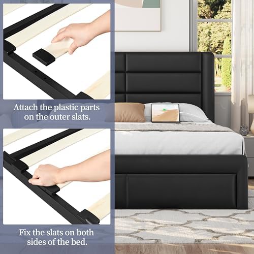 Yaheetech Queen Upholstered Bed Frame - Image 5