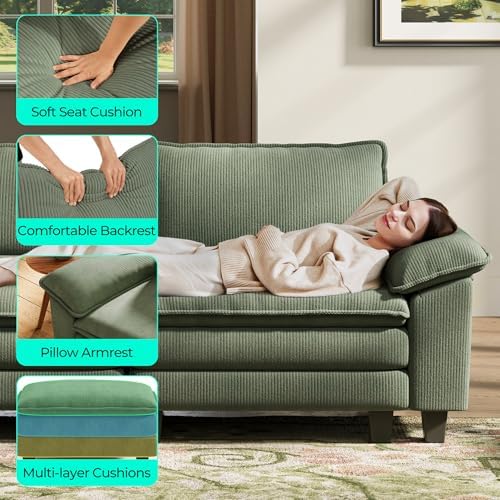 LINSY HOME 157'' Modular Sectional Sofa 4 Seat Couch Corduroy Cloud Couch - Image 3