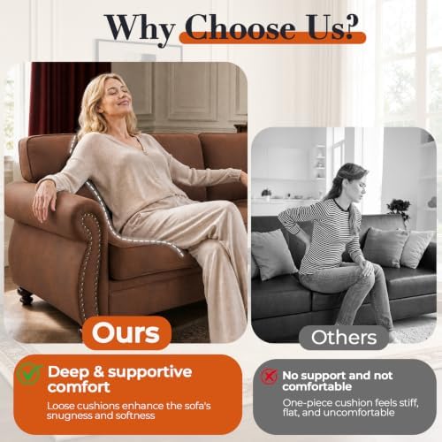 Couchus 71" W Living Room Furniture Sets, Loveseat&Single, Caramel Rust - Image 3