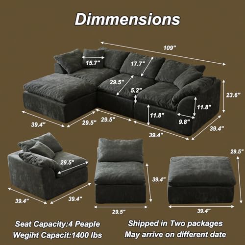 Cloud Couch Sectional, Boneless Modular Sofa - Image 2