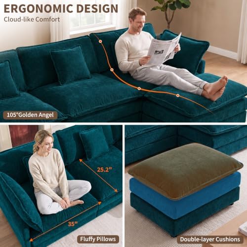 Tmsan Blue Cloud Modular Sectional Sofa Couch - Image 5