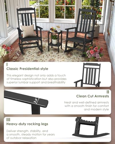 GREENVINES Classic Outdoor-Rocking-Chairs-Set-of-4, HDPE Rocker - Image 6