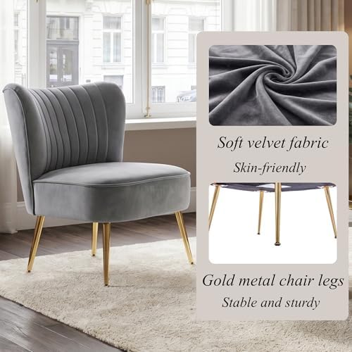 Grey Velvet Accent Chair Set of 2 - Image 6