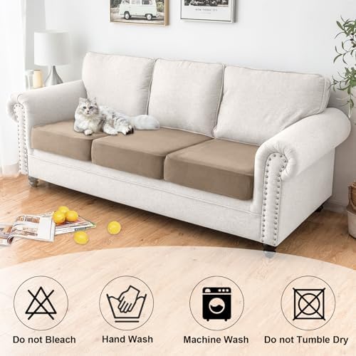 NAISI Waterproof Couch Cushion Covers Thick Velvet Fabric Washable Sofa - Image 6