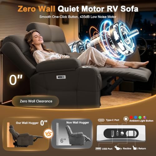 Home Theater Seating, Power Loveseat Recliner Sofa - Image 6