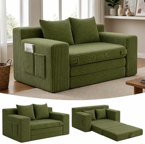 Boneless Loveseat Sleeper Sofa Bed: 3-in-1 Convertible Sofa Bed by Winzoo