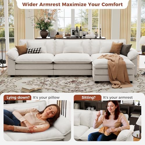 CDCASA 120" Oversized Modular Sectional Sofa, Comfy L-Shaped Cloud Couch - Image 6
