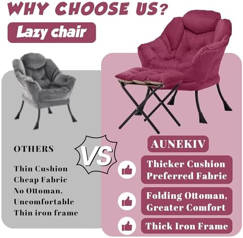 Lazy Chair with Ottoman, Comfy Reading Chair - Image 5