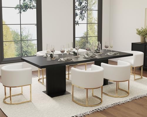 HNY Mid Century Modern Upholstered Barrel Dining Chairs - Image 6