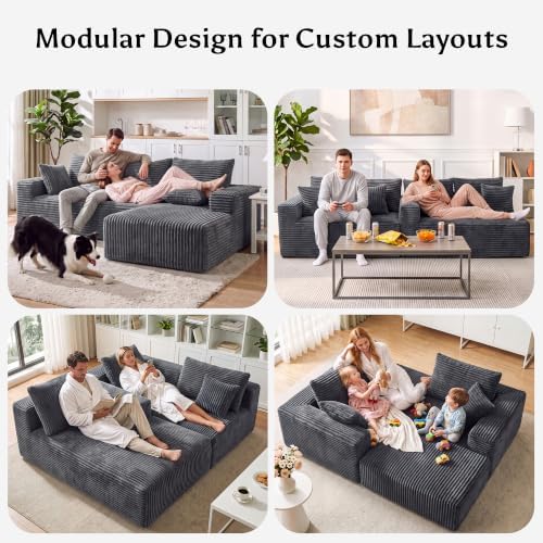 92.5" L-Shaped Boneless Modular Sectional Sofa, Cloud Couch - Image 4